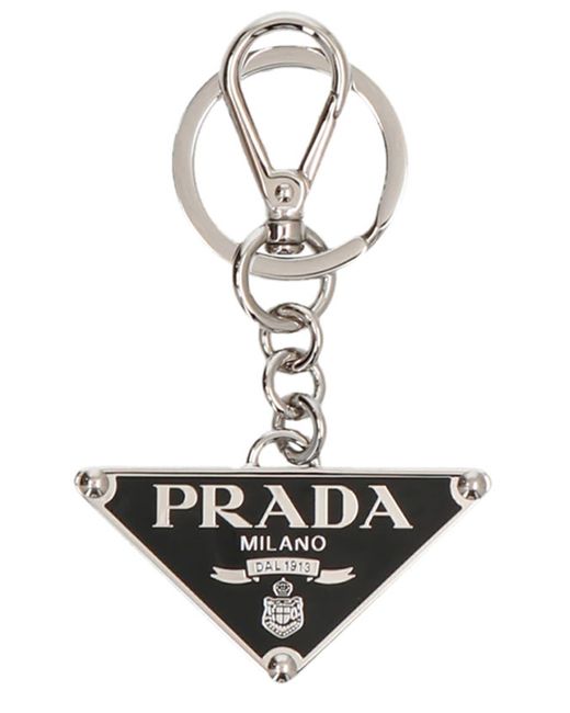 Prada White Logo Keyring for men
