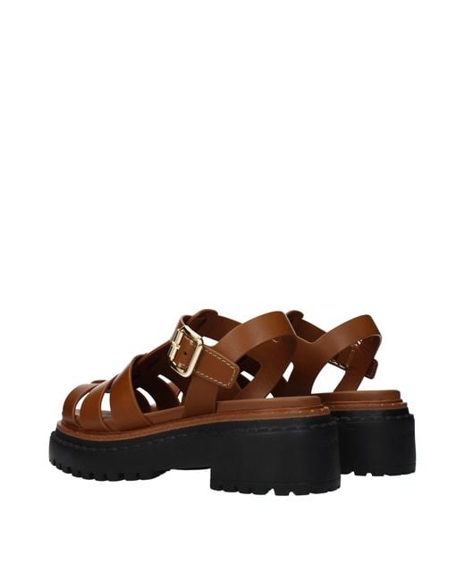 Prada Brown Leather Platform Sandals