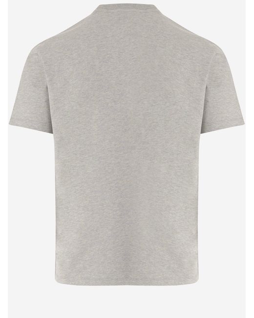 AMI Gray Cotton T-Shirt With Embroidered Logo T-Shirts for men