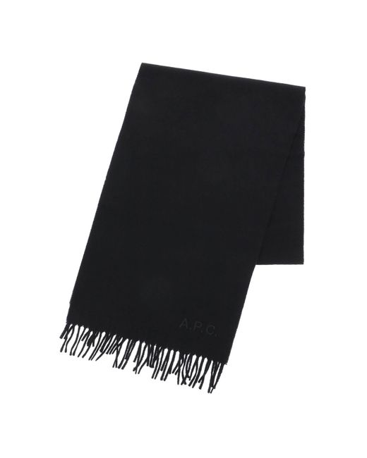 A.P.C. Black 'ambroise Brodée' Wool Scarf for men