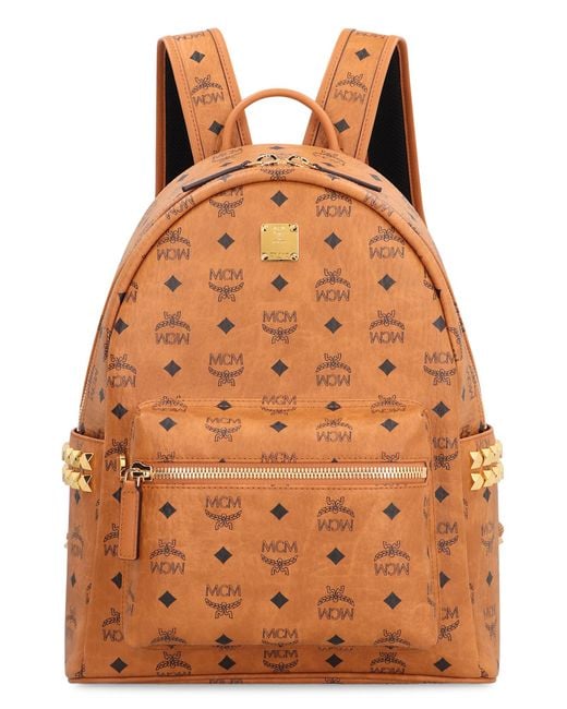 MCM Orange Visetos Stark Side Studs Backpack