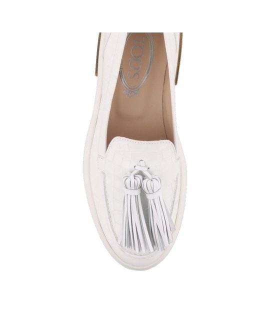 Tod's White Tods Tasselled Loafers