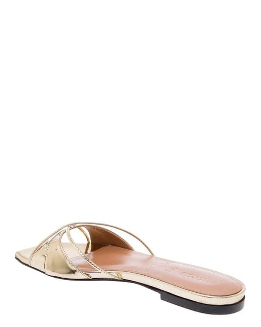 D'Accori Metallic Lust-Colored Flat Sandals With Criss-Cross Straps