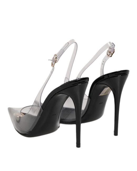 Dolce & Gabbana Black Leather Clear Pvc Slingback Pumps Shoes