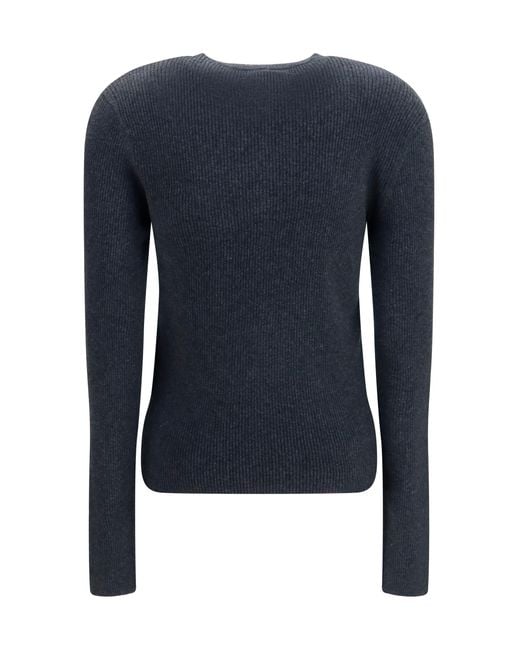 Lisa Yang Blue Airi Henley Sweater Cotton And Cashmere Cotton; Kashmir/Capra Hircus