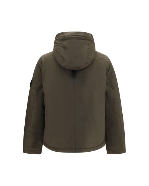 Stone Island Green Padded Micro Twill Jacket Down for men