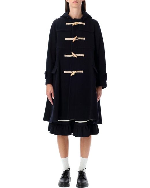 Comme des Garçons Black Wool Duffle Hooded Coat