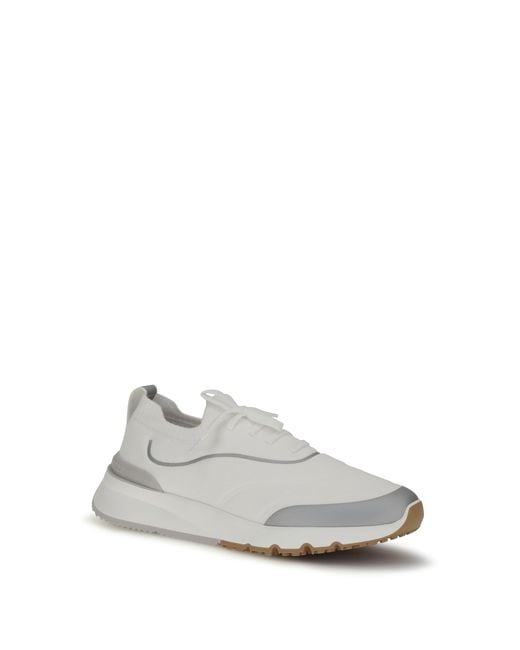 Brunello Cucinelli White Techno Cotton Knit Sneakers Runners Upper: Cotton; Sole: Rubber for men