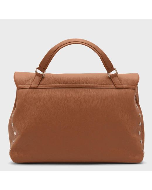 Zanellato Brown Leather Postine Day Top Handle Bag