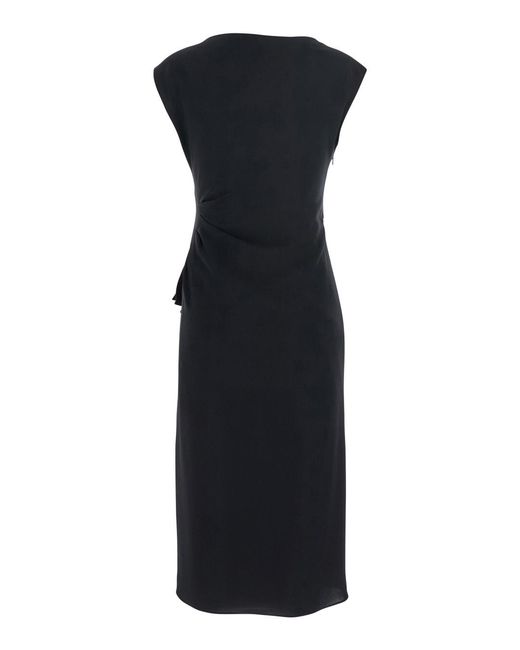 Max Mara Black Aia Dress With Boat Neckline Triacetate