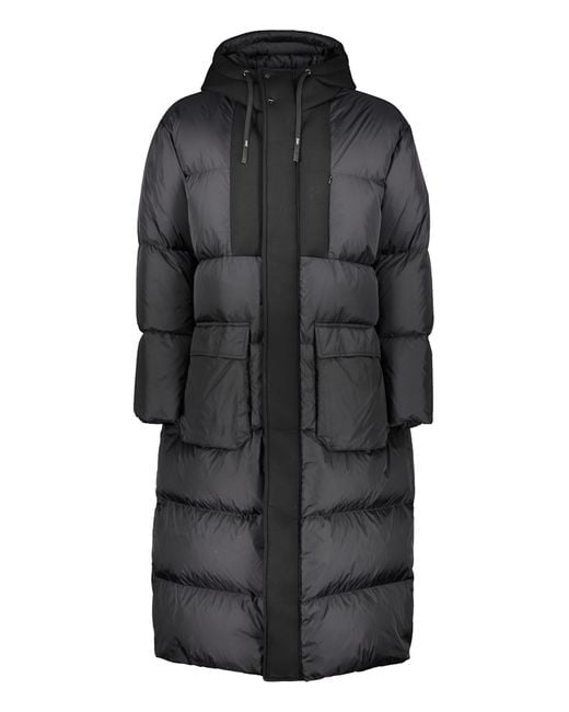 Herno Black Long Hooded Down Jacket for men