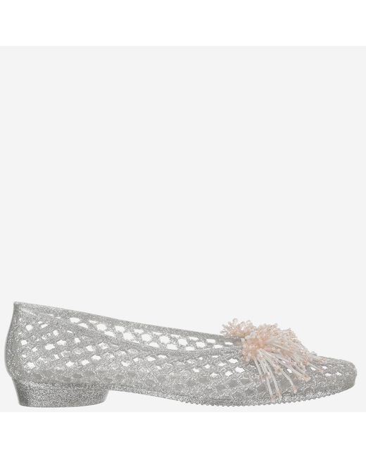 HEAVENLY JELLY Gray Transparent Ballerina Flats With Decoration Polyvinyl Chloride
