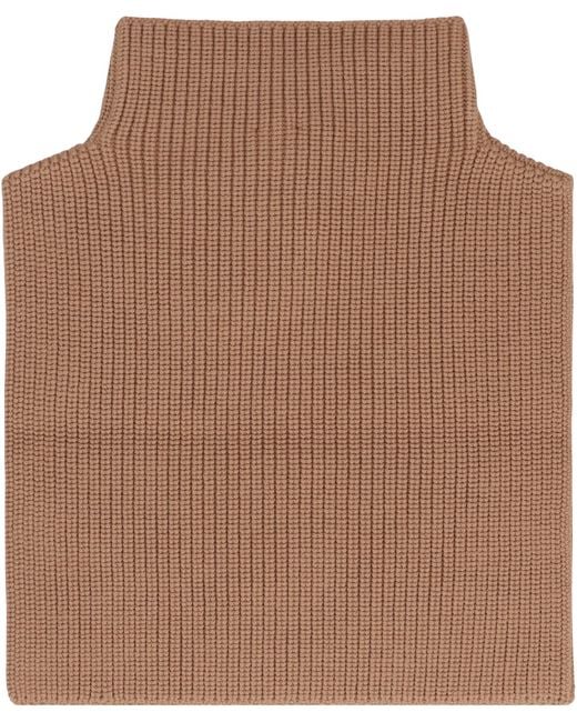 Max Mara Brown Wool Knit Collar Virgin Scarf