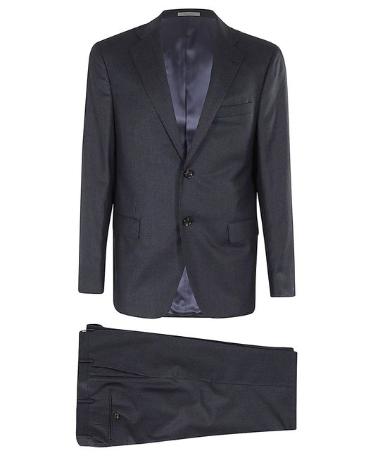 Corneliani Blue Pied De Poule Wool Suit With Tailored Fit for men