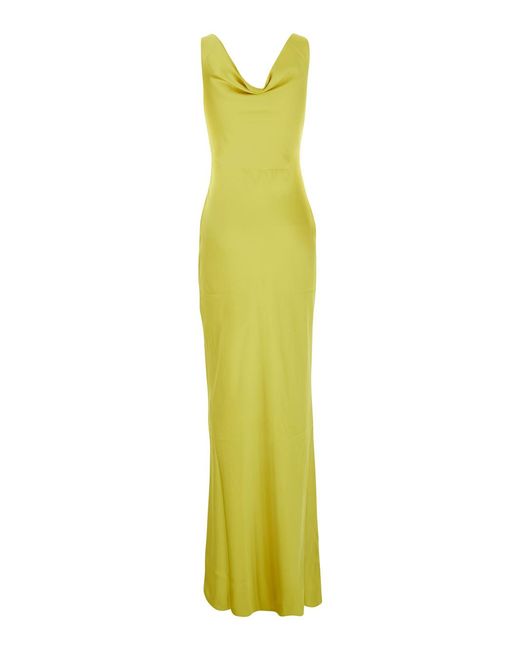 Norma Kamali Yellow Maria Gown Tech Fabric Polyester
