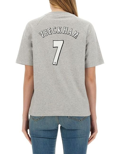 Victoria Beckham Blue T-Shirt With Logo
