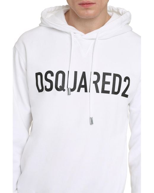 DSquared² White Cotton Hoodie Jumpers for men