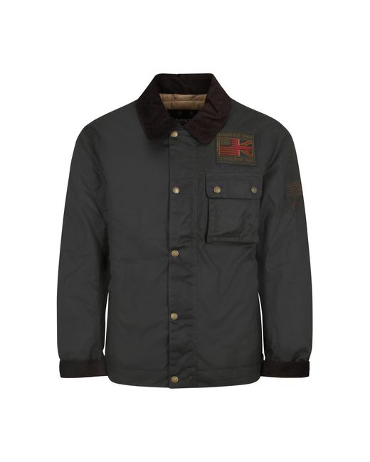 Barbour Black Button Jacket Cotton Down for men