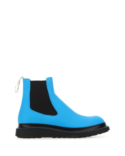 Loewe Fluo Light-blue Leather Ankle Boots Lightblue for men