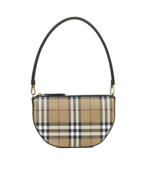 Burberry White Olympia Check Canvas Bag