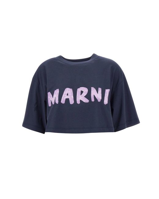 Marni Blue Organic Cotton T-Shirt