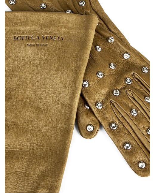 Bottega Veneta Green Embossed Logo Studs Leather Accessories Gloves