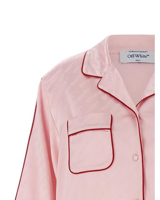 Off-White c/o Virgil Abloh Pink Jacquard Satin New Roxy Pajama Shirt