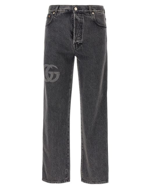 Gucci Gray Lasered Double G Jeans for men