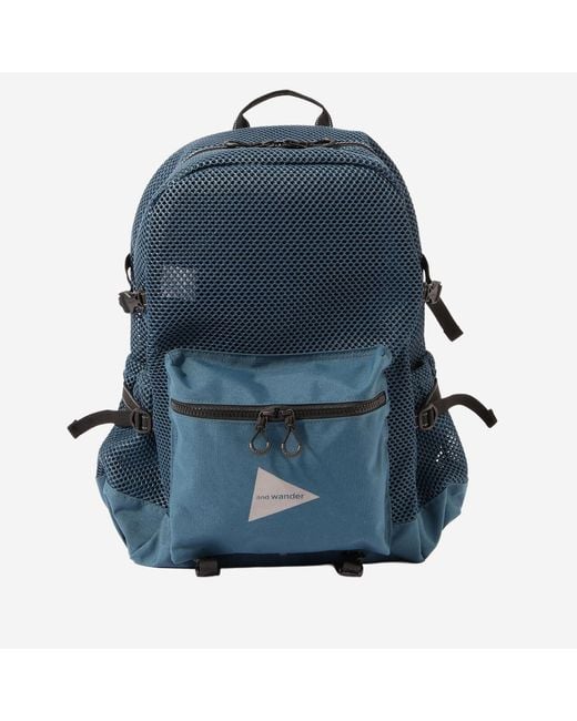 And Wander Blue Backpack With Mesh Panels Nylon Polyester Backpacks for men