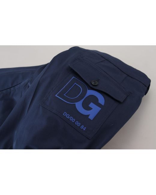 Dolce & Gabbana Blue Cotton Cropped Pants Wool Elastane for men