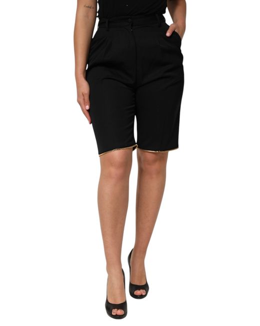 Dolce & Gabbana Black Wide Leg Pants Zipper Knee Detail