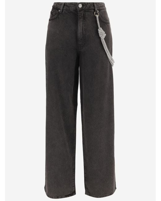 Pinko Gray Trousers Lauryn Lyocell-Cotton