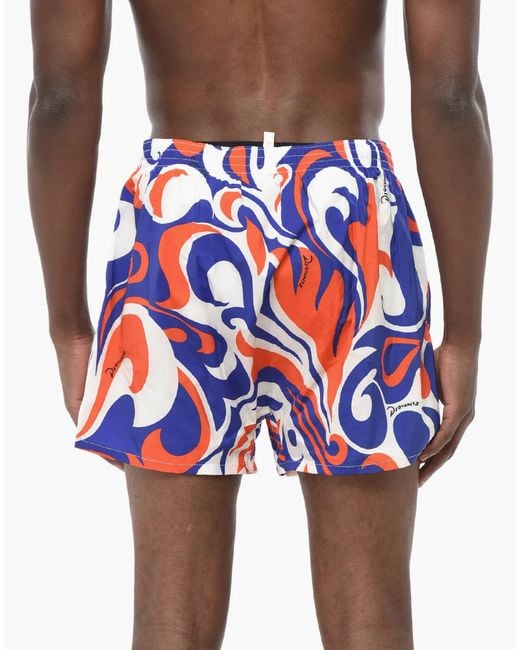 DSquared² Blue Logo Boxer Midi Swim Shorts Clothing Beachwear for men