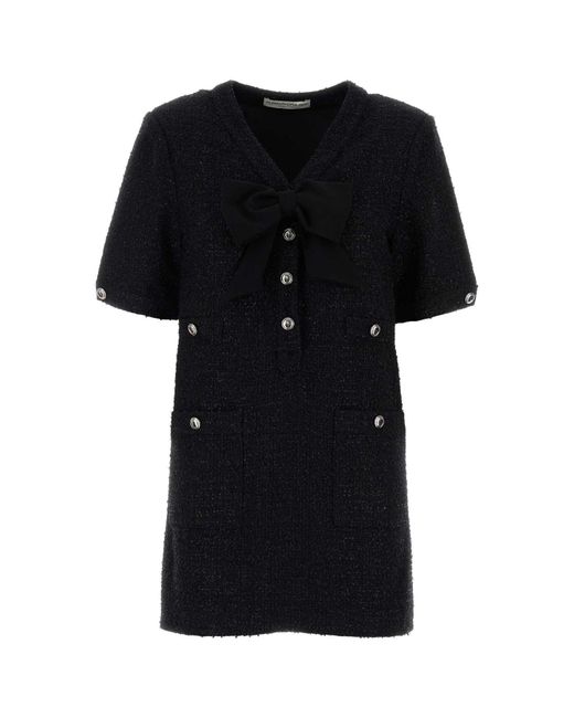 Alessandra Rich Black Tweed Mini Dress