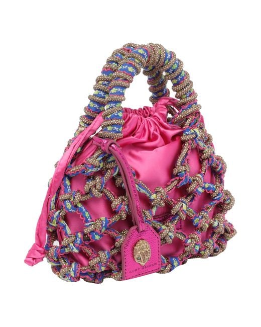 Kurt Geiger Pink Small Macrame Crystal Handbag