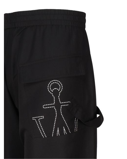 J.W. Anderson Black Trackpants With Anchor Logo for men