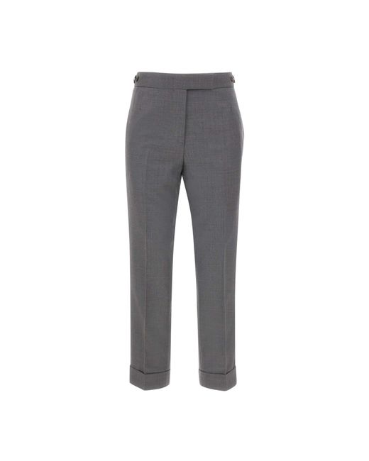 Thom Browne Gray Low Rise Side Tab Wool Trousers