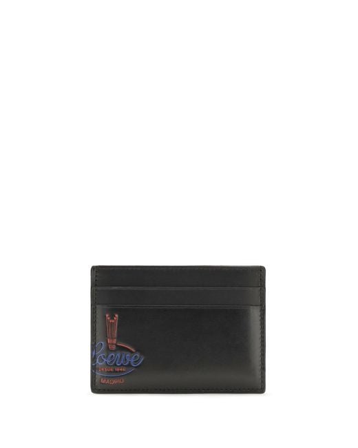 Loewe Black Card Holder Glossy Calfskin Calf Leather (Bos Taurus) Umbrellas for men