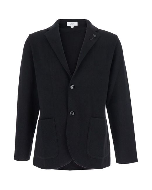 Lardini Blue Jacket With Classic Lapels And Button Fastening for men