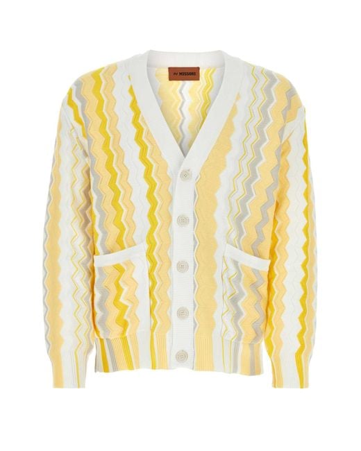 Missoni Yellow Embroidered Cotton Blend Cardigan for men