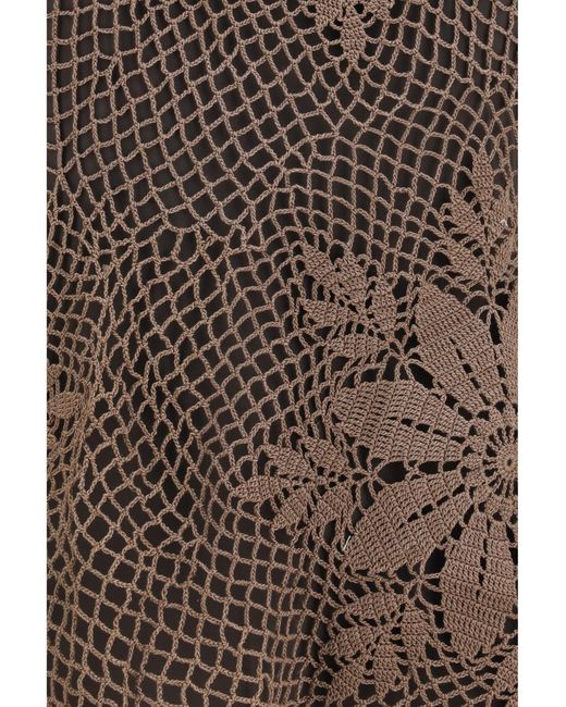 Magda Butrym Brown Crochet Lace High-Neck Top Cotton
