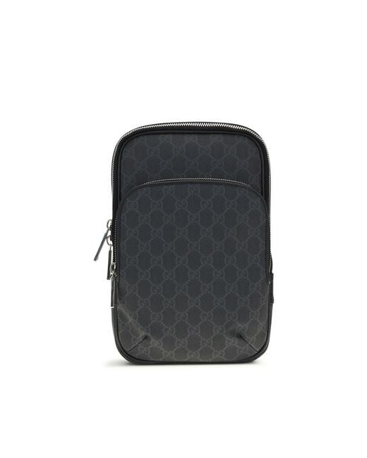 Gucci Gray Black Polyurethane Shoulder Bag for men