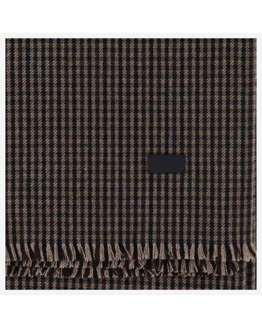 Saint Laurent Black Vichy Pattern Wool Blend Twill Scarf