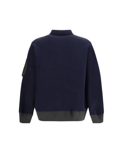 Sacai Blue Terry Cloth Zip Polo Cotton; Polyester Shirts for men