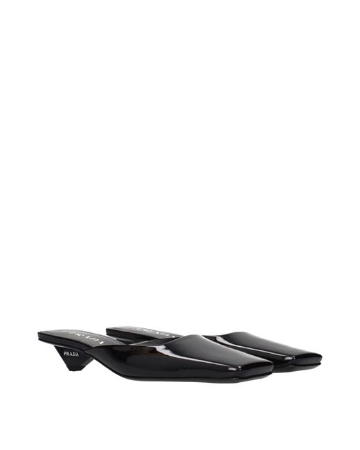 Prada Black Leather Flat Sandals