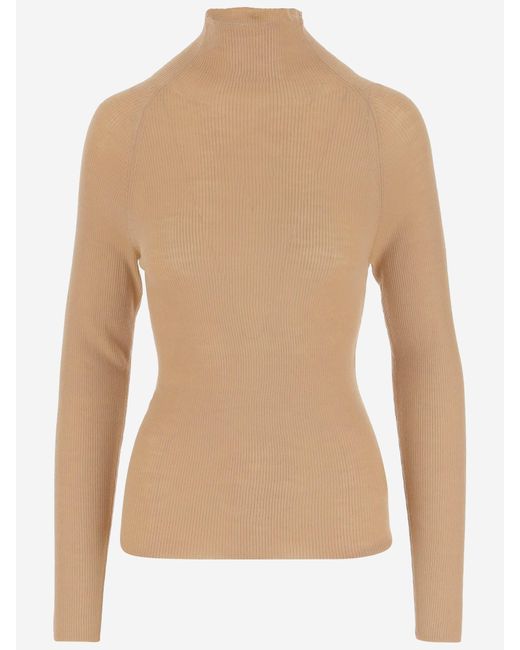 Aspesi Natural Ribbed Wool Sweater