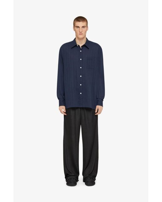 Givenchy Blue Long Sleeve Shirt With Pocket_Navy