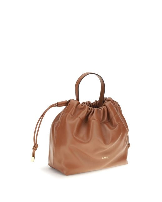 Chloé Brown Icons Leather Chain Shoulder Bag Lamb Ovis Aries
