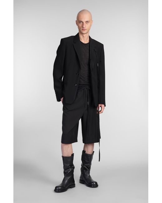 Ann Demeulemeester Waldemar Shorts In Black Wool And Polyester for men
