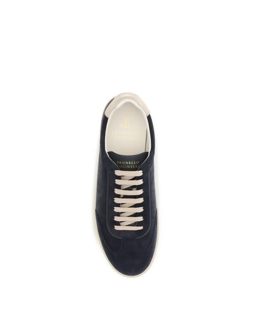 Brunello Cucinelli Blue Suede Sneakers for men